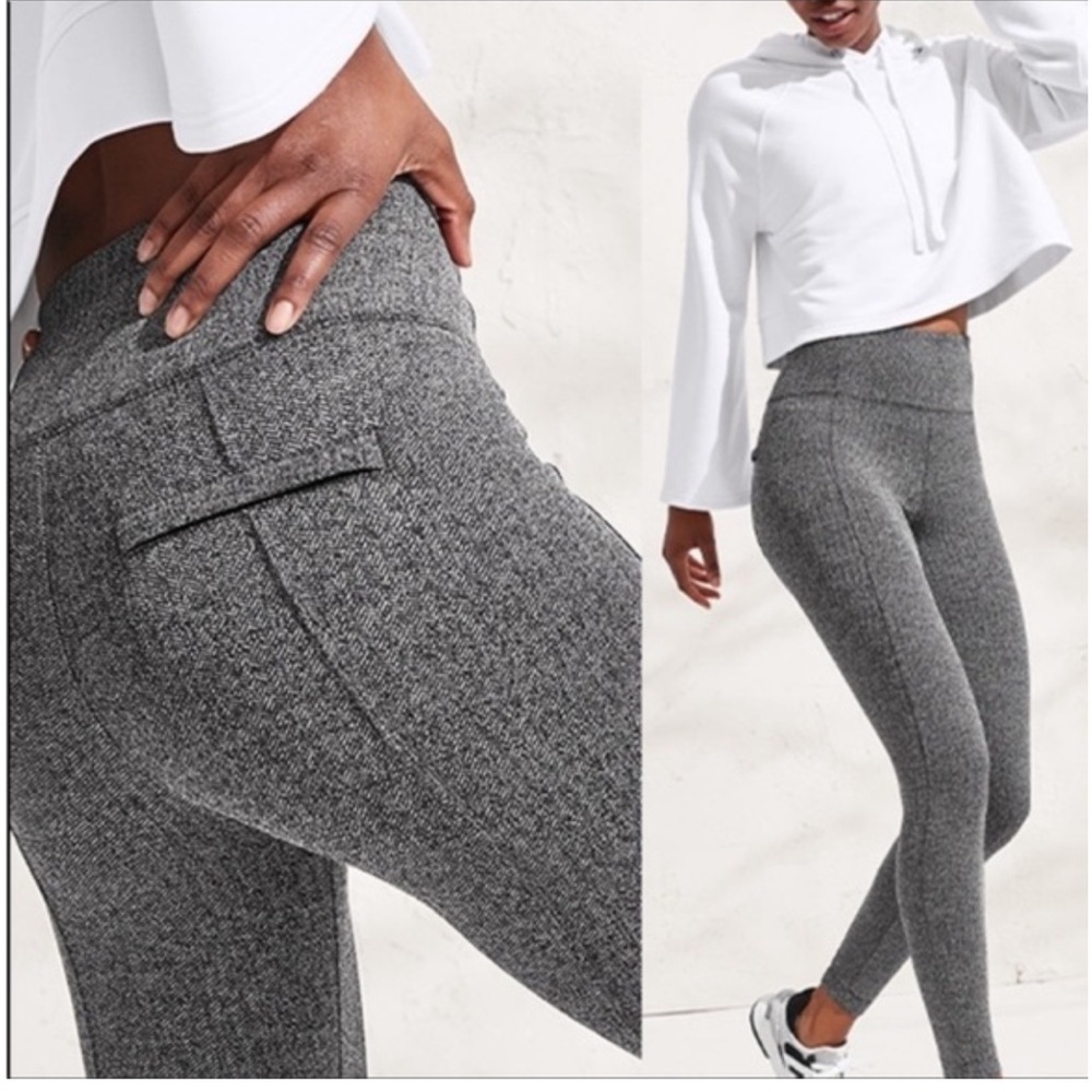 Athleta Delancey Herringbone Tight Leggings, Black /Abalone Grey Size: Small